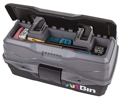 ArtBin 6891AG 1-Tray Art Supply Box, Portable Art & Craft Organizer with Lift-Up Tray, [1] Plastic Storage Case, Gray/Black - style: One Tray