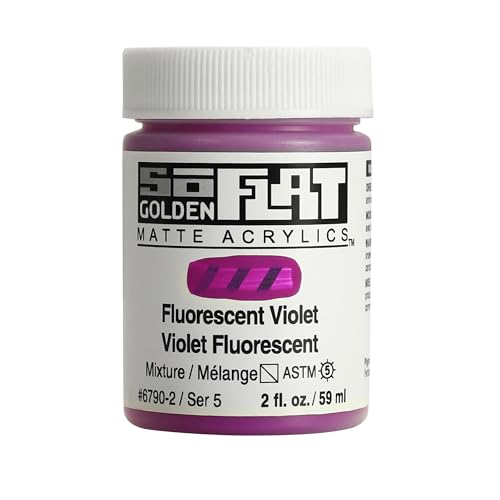 GOLDEN SoFlat Matte Acrylics, Fluorescent Violet, 2 fl. oz. Jar | Artist grade paint with gouache-like matte coverage, acrylic durability, and smooth self-leveling consistency.