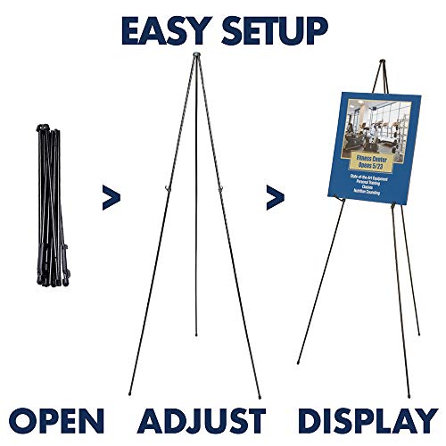 Quartet Easel Stand 63" High Adjustable Telescoping Tripod Display for Office School and Home, Lightweight, Black (29E) (Pack of 12) - size: 1 Count (Pack of 12)