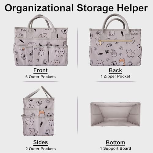 Cupohus Art Organizer Craft Storage Tote Bag with Pockets and Handles Pet - color: Pet Prints