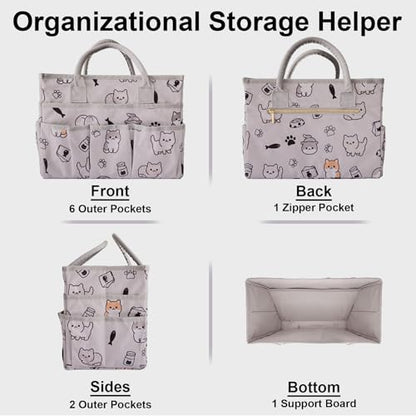 Cupohus Art Organizer Craft Storage Tote Bag with Pockets and Handles Pet - color: Pet Prints
