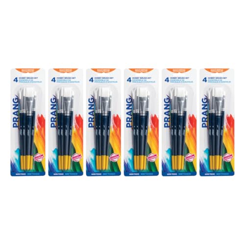 Prang Hobby Paint Brush Set, Assorted Sizes, 4 Brushes/Set, Pack of 6 Sets, 24 Brushes Total - size: 4 Count (Pack of 6)