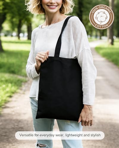 Canvas Tote Bag with Zipper for Women, Halloween Trick or Treat Bags Bulk | 13.8" x 15.3" Fashionable Two-Tone Cotton Tote Bag for Crafts, DIY Your Creative Designs - color: [A2] Black