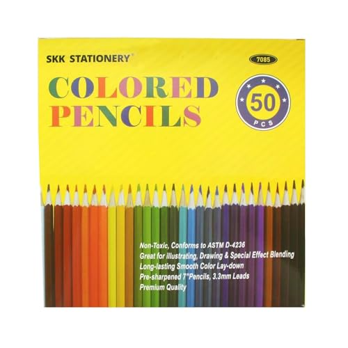 SKKSTATIONERY 50Pcs Colored Pencils | 50 Vibrant Colors, Drawing Pencils for Sketch, Arts, Coloring Books, Back to school