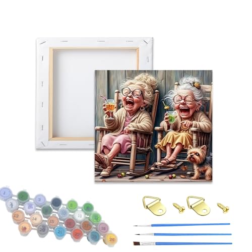 Hestarcul Paint by Numbers Kits for Adults,Grandma Easy Adult Painting by Number on Canvas for Beginner, DIY Watercolor Painting for Gift Home Decor Relax. - color: grandmother2-Framed