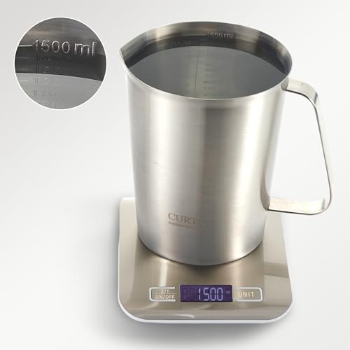 18/8 Stainless Steel Measuring Cup with Handle and Pour Spout, Heavy Duty Commercial Kitchen Measuring Pitcher for Restaurant, Bakery, Food Prep and Large Batch Cooking, 48 OZ (6 Cup, 1500 ML) - color: Flat Handle, size: 48 OZ (6 Cup, 1500 ML)