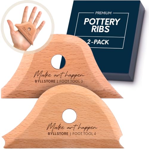 Byllstore Triangle Pottery Ribs | 2 Foot Shaper Tools | Solid Beech Wood | 2-Pack - color: 2 Pack | Triangle Pottery Ribs