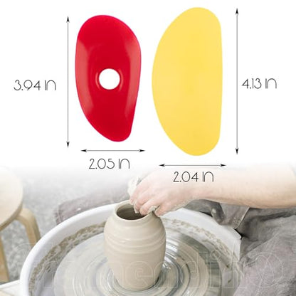 Framendino, 7 Pack Soft Rubber Rib Silicone Ceramics Tools Smooths Shapes Sculpting Pottery Clay Tool for DIY (Yellow)