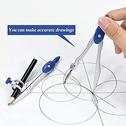 Vobou Math Geometry Sets 10 Pcs, Student Supplies Kit, for School,Navy Blue - color: Navy Blue