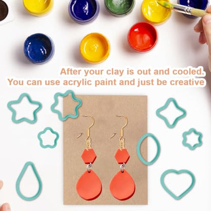 22pcs Basic Shape Polymer Clay Cutters Circle Square Triangle Pendant Earring Making Set Geometric Clay Tools for Jewelry Making Starter Kit - color: Basic Shape