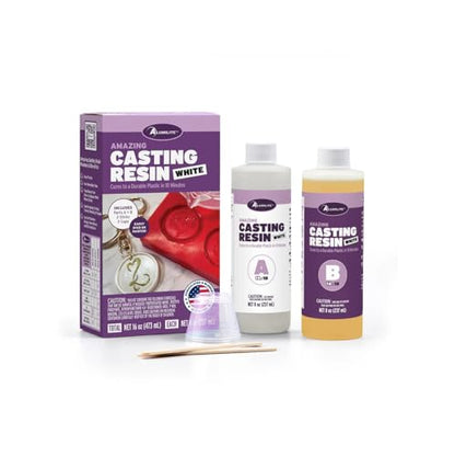 Amazing Casting Resin Kit – Fast-Curing Resin for Mold Making – Each Pack Includes Two 8oz Bottles, Mixing Cups, Stir Sticks, and Instructions – Ideal for DIY Crafts, Jewelry (One Pack)