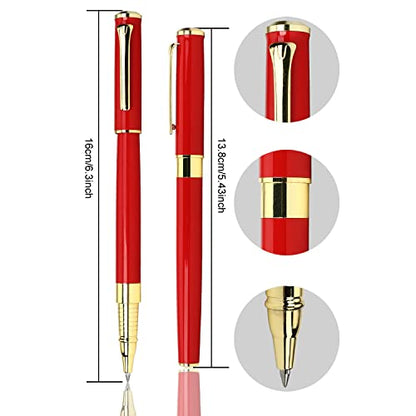 YIVONKA Luxury Ballpoint Pen Black Refill Line width 0.5mm,Best Office Pen Gift for Men & Women Professional Executive,Nice BallPens Classy Gift Box (Red) - color: Red