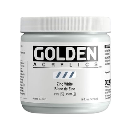 GOLDEN Heavy Body Acrylics, Zinc White, 16 fl. oz. Jar