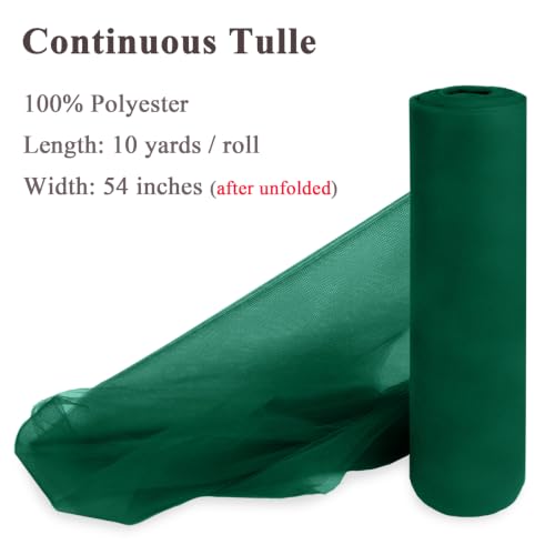 Hunter Green Tulle Fabric Roll 54 Inch x 10 Yards Tulle Ribbon - color: Hunter Green, size: 54 Inch X 10 Yards