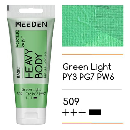MEEDEN Acrylic Paint Green Light: 100ml/3.38oz x 2 with Titanium White - color: Green (light), size: 2 Tubes