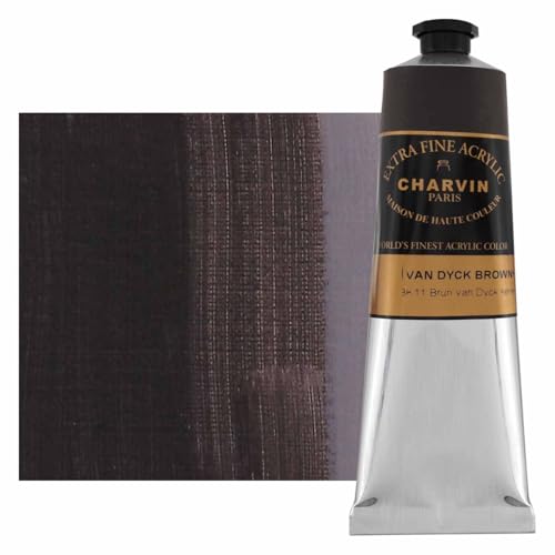 Charvin Extra Fine Professional Acrylic Paint - Van Dycke Brown, 150ml Tube, Triple-Milled, Lightfast Pigments, Open Stock Artist Acrylic Paints in Nature-Inspired Hues - color: Van Dycke Brown, size: 5.07 Fl Oz (Pack of 1)