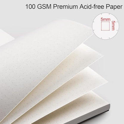 AHGXG Dotted Journal, Grid Spiral Notebook, 140 Pages, B5 (7.6" x 10") | 100 GSM Thick Dot Paper, Waterproof Plastic Cover Journals for Journaling, Sketching (Black) - color: Black, style: B5-Dotted
