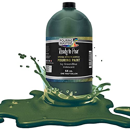 Pouring Masters Ivy Green/Blue Iridescent Special Effects Acrylic Pouring Paint - Premium 64-Ounce Pre-Mixed Fluid Acrylic Paint - Fluid Art Supplies for Canvas, Wood, Paper, Tile & Rocks | Special Effects, Ready to Pour, Premium Pre-Mixed Fluid Acrylic P