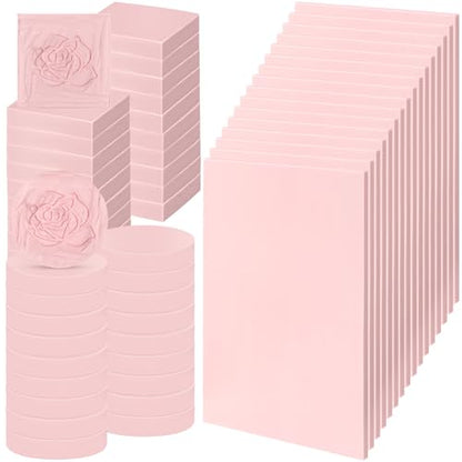 48 Pcs Pink Rubber Linoleum Blocks for Printmaking 4x6in 2x2in 2in 3 Shapes Linocut Block Stamp Making Kit for DIY Crafts & Art Projects