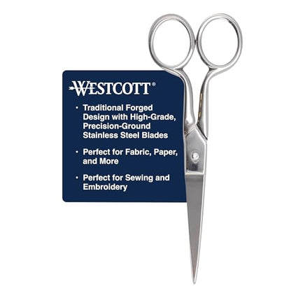 Westcott 6in Forged Paper and Fabric Scissors, Precision Scissors for Sewing and Crafts, Art, Office - size: 6-Inch Straight