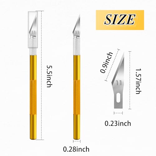 Exacto Knife Craft Knife Hobby Knife 74 Pack with 4 Upgrade Sharp Hobby Knives and 70 Spare Knife Blades for Art, Scrapbooking,Stencil (Gold) - color: Gold