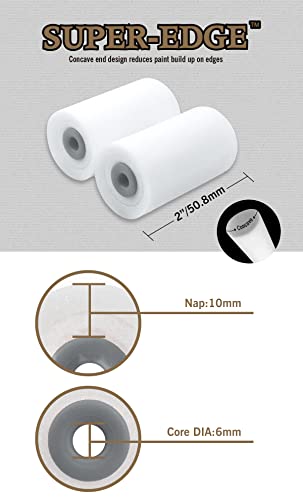 ROLLINGDOG 2 Inch Mini Foam Paint Roller Covers Paint Roller Sleeves - color: 8pc 2" Concave Roller