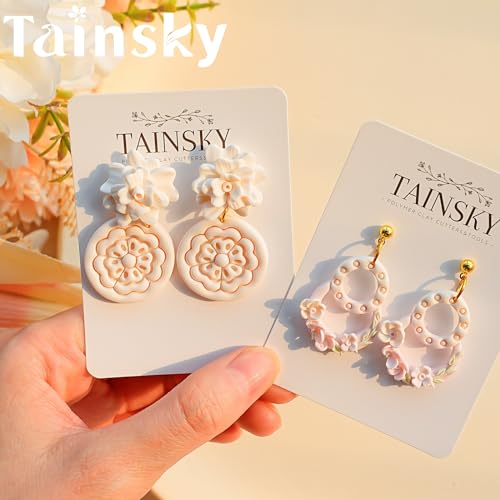 TAINSKY Geometric Clay Cutters, 15 Shapes Polymer Clay Cutters for Earrings Making, Organic Polymer Clay Cutters, Boho Clay Cutters for Polymer Clay Jewelry