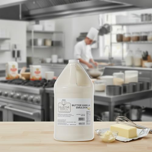 Collective Aromas Co. Butter Emulsion for Baking – Concentrated Butter Flavoring for Cakes, Cookies, Frosting, Fillings & Desserts – Liquid Baking Flavoring, 1 Gallon (128 fl oz), No Alcohol, Kosher, Made in USA - size: Butter - 1 Gallon (128 fl oz)