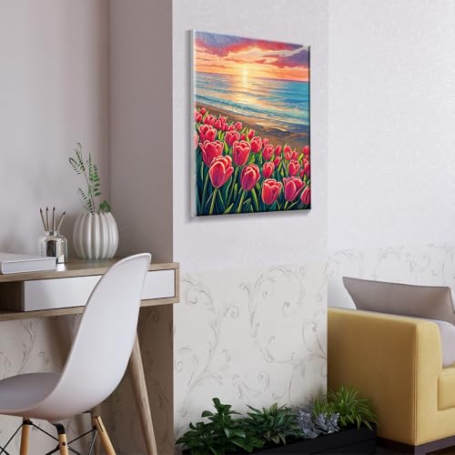 ATDMS Paint by Numbers Kit for Adults with Frame, 8 x 12 Inch - color: Flower 231