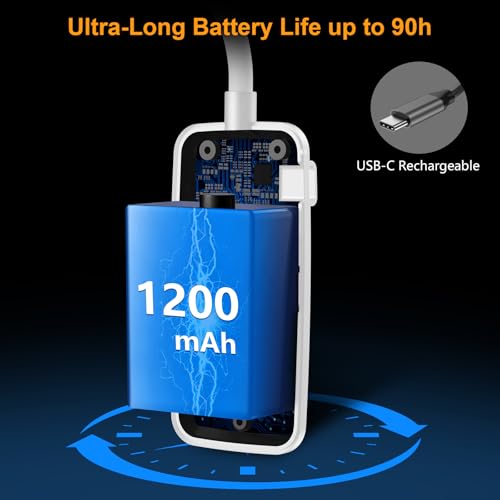 Gritin 19 LED Rechargeable Book Light for Reading in Bed | Eye Caring 3 Color Temps,Stepless Dimming Brightness,Memory Function,90 Hrs Runtime Lightweight Clip on Light-White - color: White
