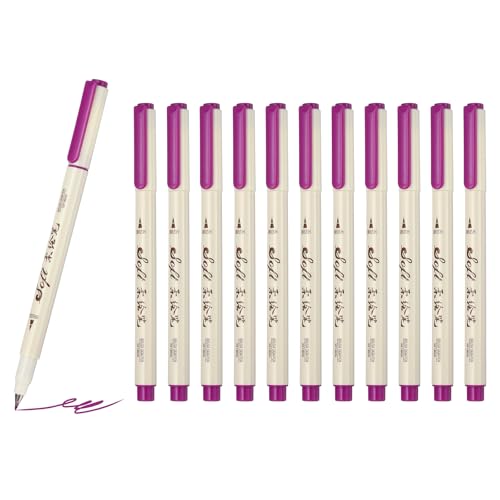 PATIKIL Fineliner Colored Pens, 12 Pcs Rose Purple Felt Brush Tip Fineliner Marker Waterproof Ink Watercolor Coloring Book Art Supplies Set for Artist Journaling Scrapbooking - color: Rose Purple
