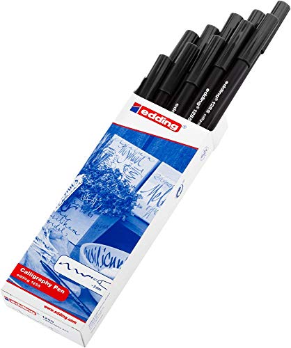 edding 1255 2.0 mm Calligraphy Pen - Black (Pack of 10) - color: 01: 10 Pens - Black