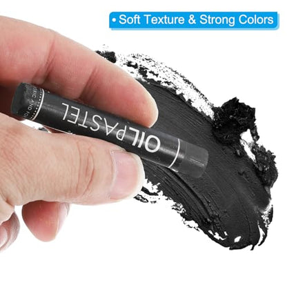 PATIKIL Black Oil Pastels, 12Pcs Soft Oil Crayons Creamy Pastels Stick Art Supplies for Art Painting Drawing Blending Graffiti for Artists Beginners (Pack of 2) - color: Black
