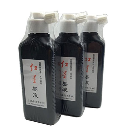 Easyou Redstar Liquid Ink for Professioanl Traditional Calligraphy and Brush Painting (Black&3pcs*180ML) - color: Black&3pcs*180ml