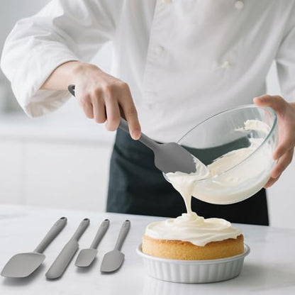 Coukre Silicone Spatula Set of 5,High Temperature Resistant, Food Grade Silicone, Dishwasher Safe, for Baking, Cooking (Pure Gray) - color: Pure Gray