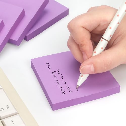 OSBOO Sticky Notes 3x3 with Bright Colors, 6 Pads 100 Sheets/Pad (Purple) | Bright Purple Self-Stick Notes Pads, 600 Sheets Total, Easy to Stick and Remove, Perfect for Office, School and Home - color: Purple