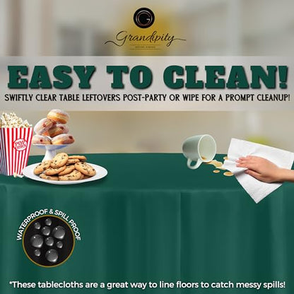 Grandipity Plastic Table Cloth Disposable 12 Pack 84" Round Dark Green | Plastic table covers, durable disposable tablecloths, fade and tear-resistent table cover for party, event - color: Dark Green, size: 84in. Round