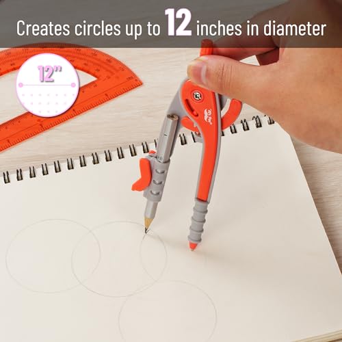 Mr. Pen- Geometry Compass and Protractor Set, 6 Inch Compass - color: Red, size: 1 Set
