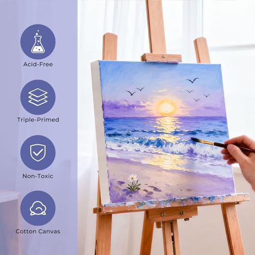3pk 10x10 Blank Framed Canvas Wall Art - Premium White Canvas for DIY Art and Custom Painting - size: 10*10-3