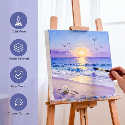 3pk 10x10 Blank Framed Canvas Wall Art - Premium White Canvas for DIY Art and Custom Painting - size: 10*10-3