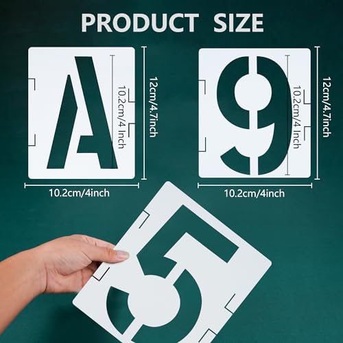 4 Inch Letter Stencils 42 Pcs ReusableTemplates Symbol Numbers Interlocking Stencil Kit Plastic Number Stencils for Wood,Wall,Paper,Fabric,Glass,Signage,DIY Art Projects - style: 4 Inch