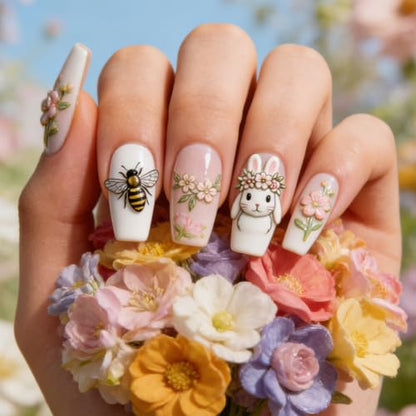 PH PandaHall 3pcs Bees Nail Stamping Plates Rabbit Honeybee Nail Art Templates Honeycomb Sunflower Nails Art Stencils Honey Pot Nails Design Stamp for Women Spring Easter Manicures Salon DIY Printing - style: Bees