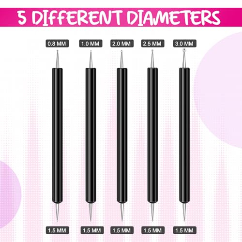 Ashmacdo 20 Pcs Dotting Tools for Painting,Ball Embossing Tool Tracing Stylus for Transfer Paper Drawing Nail Art - color: Black