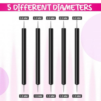Ashmacdo 20 Pcs Dotting Tools for Painting,Ball Embossing Tool Tracing Stylus for Transfer Paper Drawing Nail Art - color: Black