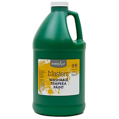 Handy Art Little Masters Washable Tempera Paint, Green, Half Gallon 64 oz - color: Green, size: 64 Fl Oz (Pack of 1)