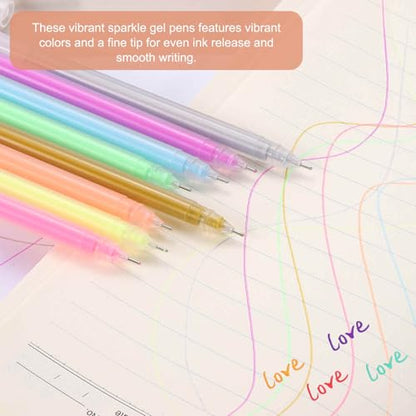 MECCANIXITY 9 Pcs Metallic Vibrant Sparkle Gel Pens, Drawing Pens with Fine Point 1mm for Adult Drawing Doodling Journaling Art Supplies and DIY Crafts, Mixing Colors - color: Mixing Colors