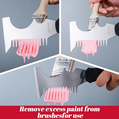 Mister Rui Angled Paint Brush 4 Pieces Set, with Paint Brush Comb Cleaner | Synthetic Paint Brush Roller Cleaner Tool 2" Short & Long Handle Paint Sash Brush for Commercial Grade Trim, Cabinet - size: 4PCS, 2" Short, 2", 2.5", Paint Comb