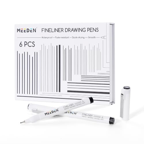 MEEDEN Micro Fineliner Drawing Pens: 0.8mm Needle Nib, 6 Pack, Black Ink | Waterproof archival ink for bold outlining, comic panels, lettering, manga, illustration, and strong line contrast - style: 0.8mm Needle Nib