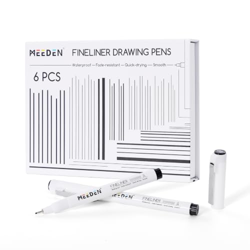 MEEDEN Micro Fineliner Drawing Pens: 0.8mm Needle Nib, 6 Pack, Black Ink | Waterproof archival ink for bold outlining, comic panels, lettering, manga, illustration, and strong line contrast - style: 0.8mm Needle Nib