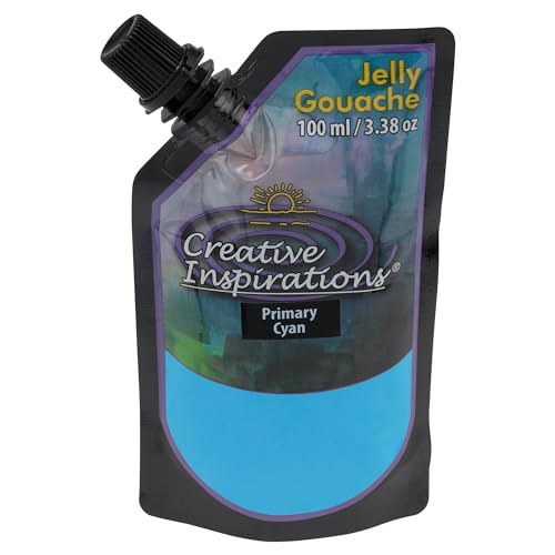 Creative Inspirations Jelly Gouache - Primary Cyan 100 mL - Unique & Vibrant Jelly Gouache Paint for Artists, Beginners, Painting Parties and More - color: Primary Cyan, size: 100 mL